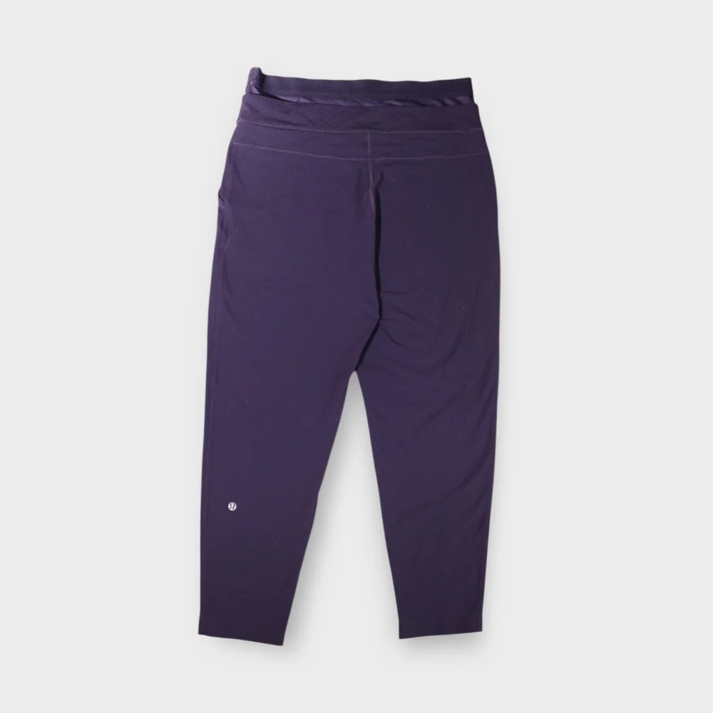 Rare Lululemon Exquisite Trouser CropShine Dot Black Grape W6E22S Wm Sz 8 2014 - Picture 8 of 11